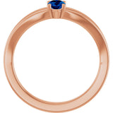 14K Gold Oval Lab-Grown Blue Sapphire Youth Birthstone Ring - Rose Gold - view 7