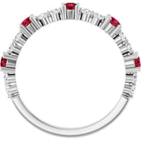 14K Gold Round Lab-Grown Ruby Accented Stackable Ring – 2.5mm Stones - White Gold - view 7