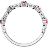 14K Gold Round Natural Pink Tourmaline Accented Stackable Ring – 2.5mm Stones - White Gold - view 7