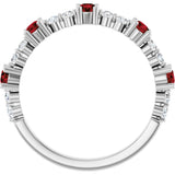 Platinum Round Natural Mozambique Garnet Accented Stackable Ring – 2.5mm Stones - view 7