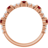 14K Gold Round Natural Mozambique Garnet Accented Stackable Ring – 2.5mm Stones - Rose Gold - view 7