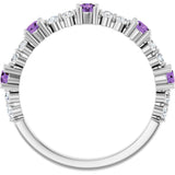 14K Gold Round Natural Amethyst Accented Stackable Ring – 2.5mm Stones - White Gold - view 7
