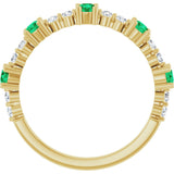 14K Gold Round Lab-Grown Emerald Accented Stackable Ring – 2.5mm Stones - Yellow Gold - view 7