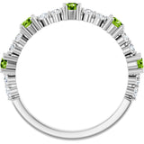Platinum Round Natural Peridot Accented Stackable Ring – 2.5mm Stones - view 7