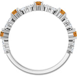 14K Gold Round Natural Citrine Accented Stackable Ring – 2.5mm Stones - White Gold - view 7