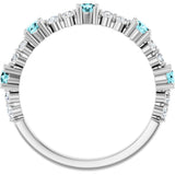 Platinum Round Natural Blue Zircon Accented Stackable Ring – 2.5mm Stones - view 7