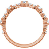 14K Gold Round Natural White Sapphire Accented Stackable Ring – 2.5mm Stones - Rose Gold - view 7
