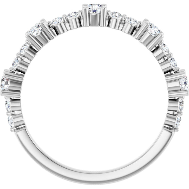 Platinum Round Natural Diamond Accented Stackable Ring – 2.5mm Stones - view 7