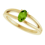 14K Gold Oval Natural Peridot Youth Birthstone Ring - Yellow Gold - view 10