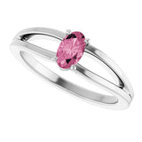 Platinum Oval Natural Pink Tourmaline Youth Birthstone Ring - view 10