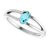 14K Gold Oval Natural Blue Zircon Youth Birthstone Ring - White Gold - view 10