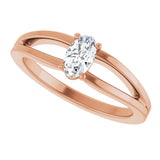 14K Gold Oval Natural White Sapphire Youth Birthstone Ring - Rose Gold - view 10