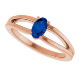 14K Gold Oval Lab-Grown Blue Sapphire Youth Birthstone Ring - Rose Gold - view 10