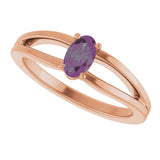 14K Gold Oval Lab-Grown Alexandrite Youth Birthstone Ring - Rose Gold - view 7