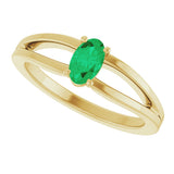 14K Gold Oval Lab-Grown Emerald Youth Birthstone Ring - Yellow Gold - view 10