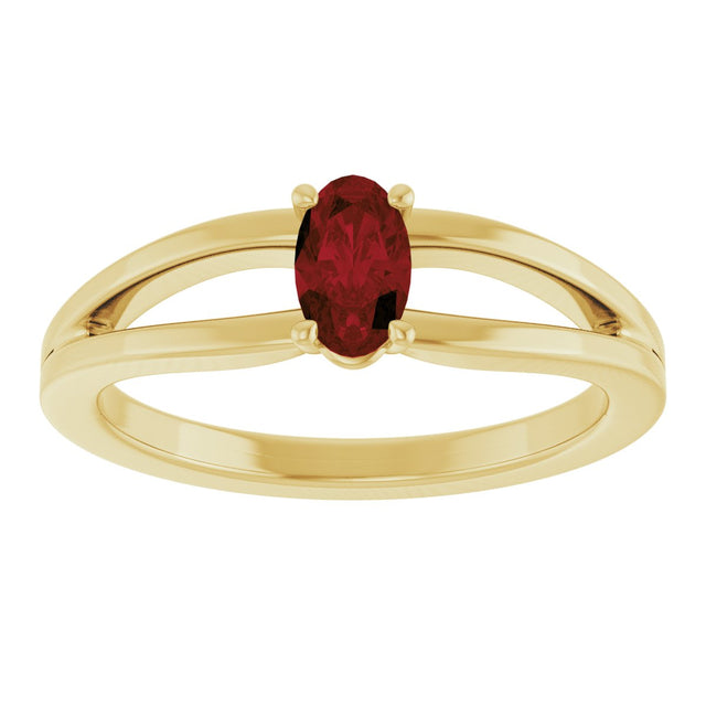 14K Gold Oval Natural Mozambique Garnet Youth Birthstone Ring - Yellow Gold - view 8