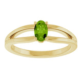 14K Gold Oval Natural Peridot Youth Birthstone Ring - Yellow Gold - view 8