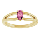 14K Gold Oval Natural Pink Tourmaline Youth Birthstone Ring - Yellow Gold - view 8