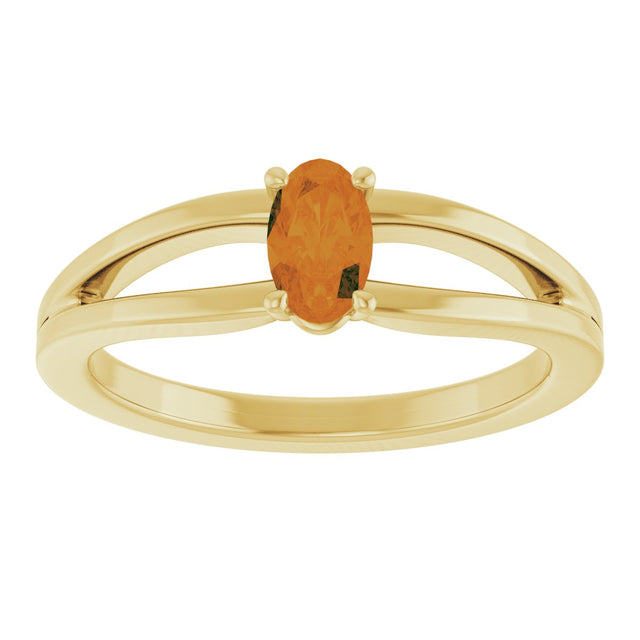 14K Gold Oval Natural Citrine Youth Birthstone Ring - Yellow Gold - view 8