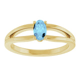 14K Gold Oval Natural Aquamarine Youth Birthstone Ring - Yellow Gold - view 8