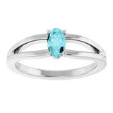 Platinum Oval Natural Blue Zircon Youth Birthstone Ring - view 8