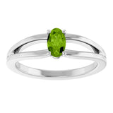 14K Gold Oval Natural Peridot Youth Birthstone Ring - White Gold - view 8