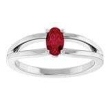 Platinum Oval Lab-Grown Ruby Youth Birthstone Ring - view 8