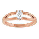 14K Gold Oval Natural White Sapphire Youth Birthstone Ring - Rose Gold - view 8