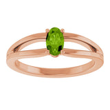 14K Gold Oval Natural Peridot Youth Birthstone Ring - Rose Gold - view 8