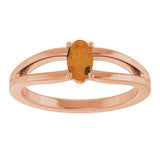 14K Gold Oval Natural Citrine Youth Birthstone Ring - Rose Gold - view 8