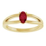 14K Gold Oval Natural Ruby Youth Birthstone Ring - Yellow Gold - view 8