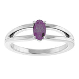 Platinum Oval Lab-Grown Alexandrite Youth Birthstone Ring - view 8