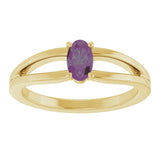 14K Gold Oval Lab-Grown Alexandrite Youth Birthstone Ring - Yellow Gold - view 8