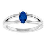 14K Gold Oval Lab-Grown Blue Sapphire Youth Birthstone Ring - White Gold - view 8