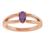 14K Gold Oval Lab-Grown Alexandrite Youth Birthstone Ring - Rose Gold - view 10