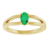 14K Gold Oval Lab-Grown Emerald Youth Birthstone Ring - Yellow Gold - view 8