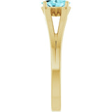 14K Gold Oval Natural Blue Zircon Youth Birthstone Ring - Yellow Gold - view 9