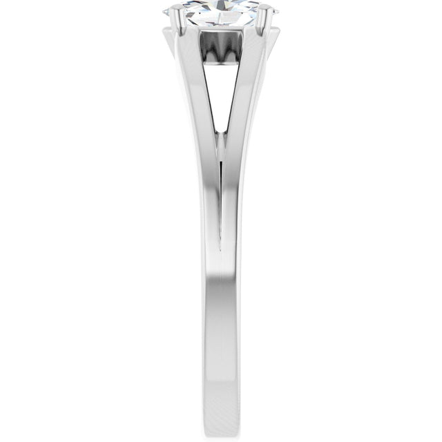 14K Gold Oval Natural White Sapphire Youth Birthstone Ring - White Gold - view 9