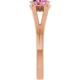 14K Gold Oval Natural Pink Tourmaline Youth Birthstone Ring - Rose Gold - view 9