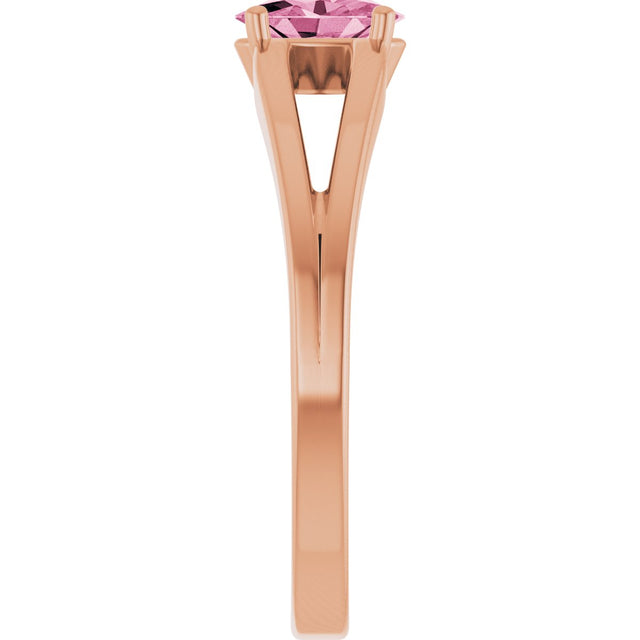 14K Gold Oval Natural Pink Tourmaline Youth Birthstone Ring - Rose Gold - view 9