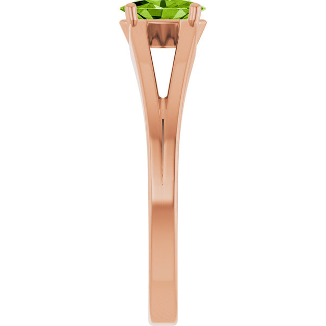 14K Gold Oval Natural Peridot Youth Birthstone Ring - Rose Gold - view 9