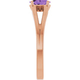 14K Gold Oval Natural Amethyst Youth Birthstone Ring - Rose Gold - view 9