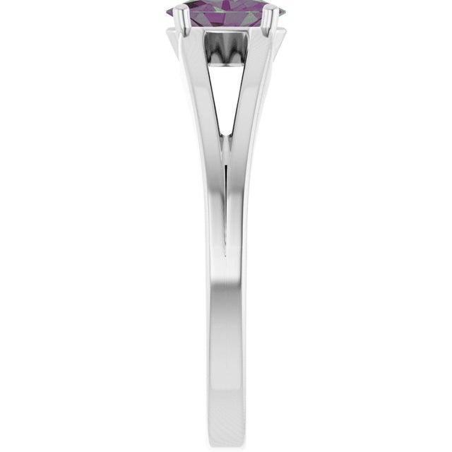 Platinum Oval Lab-Grown Alexandrite Youth Birthstone Ring - view 9