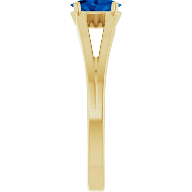 14K Gold Oval Lab-Grown Blue Sapphire Youth Birthstone Ring - Yellow Gold - view 9