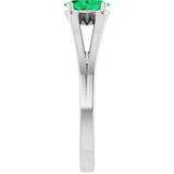 Platinum Oval Natural Emerald Youth Birthstone Ring - view 9