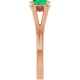 14K Gold Oval Lab-Grown Emerald Youth Birthstone Ring - Rose Gold - view 9