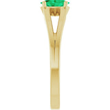14K Gold Oval Lab-Grown Emerald Youth Birthstone Ring - Yellow Gold - view 9