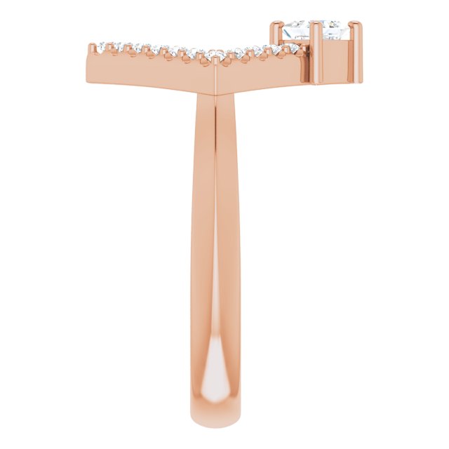 14K Gold Square Natural White Sapphire Accented Geometric Ring - Rose Gold - view 9