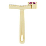 14K Gold Square Natural Pink Tourmaline Accented Geometric Ring - Yellow Gold - view 9