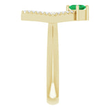 14K Gold Square Natural Emerald Accented Geometric Ring - Yellow Gold - view 9